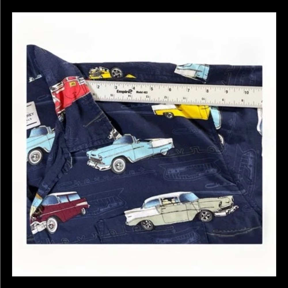 David Carey Vintage Car Print Hawaiian Shirt Navy Retro Button Up XL - Picture 6 of 9